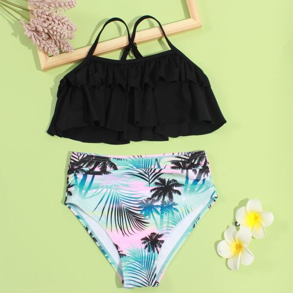 

Toddler Girls Tropical Ruffle Bikini Swimsuit, Multicolor