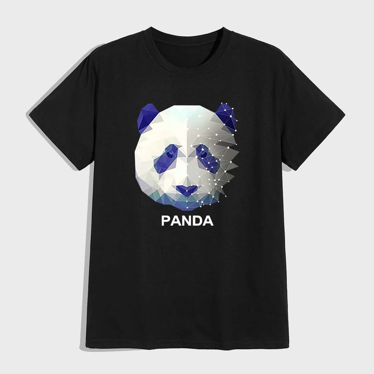 

Guys Letter Panda Graphic Tee, Black