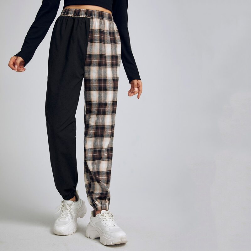 

Contrast Plaid Joggers, Multicolor