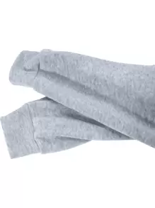 SHEIN LUNE Slogan Graphic Thermal Lined Drawstring Hoodie - Grey - View 3