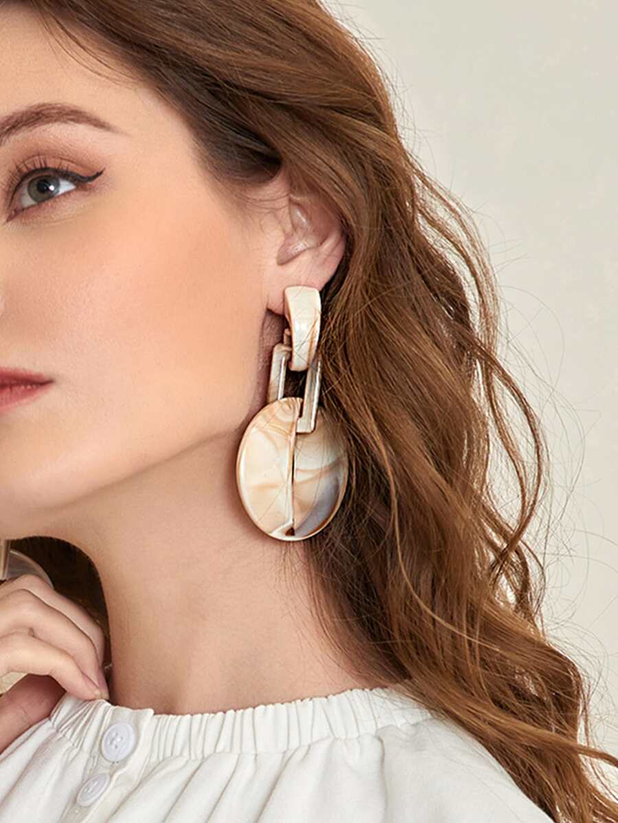 Geometric Drop Earrings - Multicolor - View 1