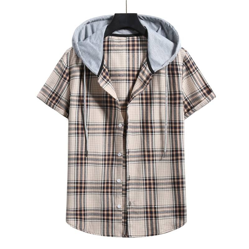 

Guys Plaid Button Front Hooded Shirt, Multicolor