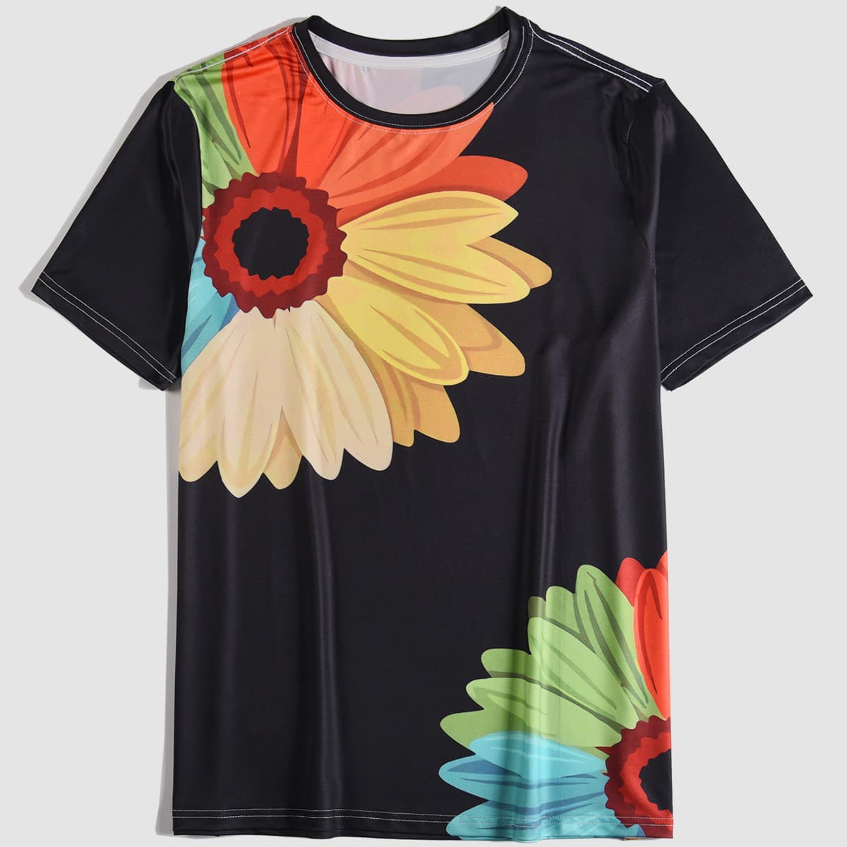 

Men Floral Print Short Sleeve Tee, Multicolor