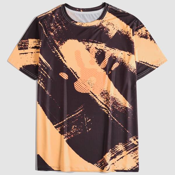 

Men Graphic Print Short Sleeve Tee, Multicolor