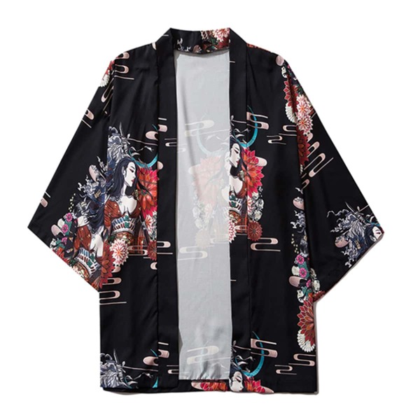 

Men Figure Graphic Kimono, Black