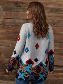 EMERY ROSE Plus Graphic & Argyle Print Tee - Multicolor - View 2