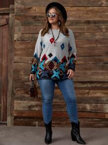 EMERY ROSE Plus Graphic & Argyle Print Tee - Multicolor - View 3