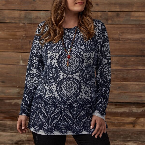 

Plus Geo Print Tee, Multicolor
