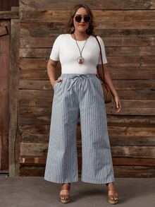 Rosett Randig Enkel Plus Storlek Underkläder - Grå - Visa 3