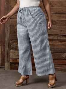 Rosett Randig Enkel Plus Storlek Underkläder - Grå - Visa 4