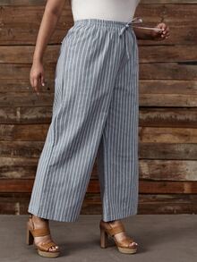 Rosett Randig Enkel Plus Storlek Underkläder - Grå - Visa 5