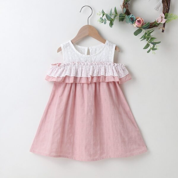 

Toddler Girls Eyelet Embroidery Ruffle Trim Dress, Multicolor