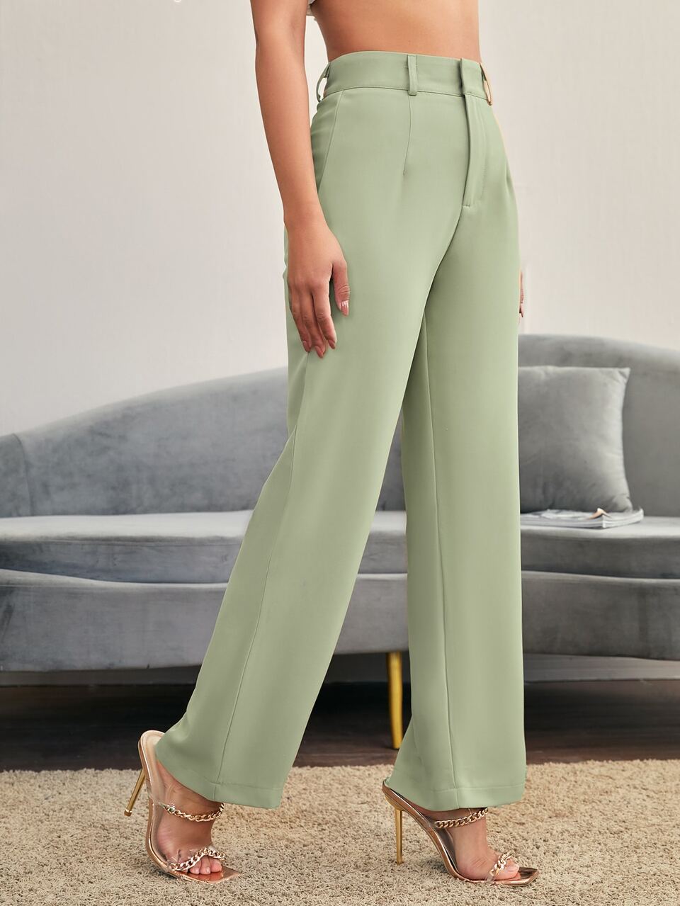 Solid High Rise Tailored Pants In Fall/Winter