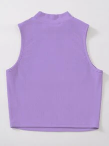 SHEIN Unity Top tank tejido de canalé de cuello alto - Lila Púrpura - Ver 2