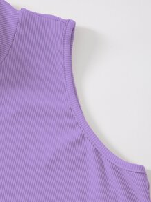 SHEIN Unity Top tank tejido de canalé de cuello alto - Lila Púrpura - Ver 3