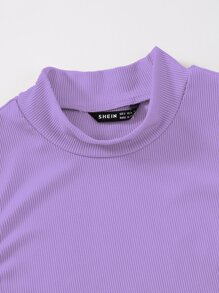 SHEIN Unity Top tank tejido de canalé de cuello alto - Lila Púrpura - Ver 4