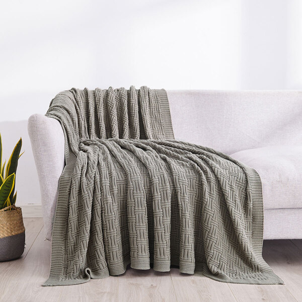 

Solid Color Knitted Blanket, Grey