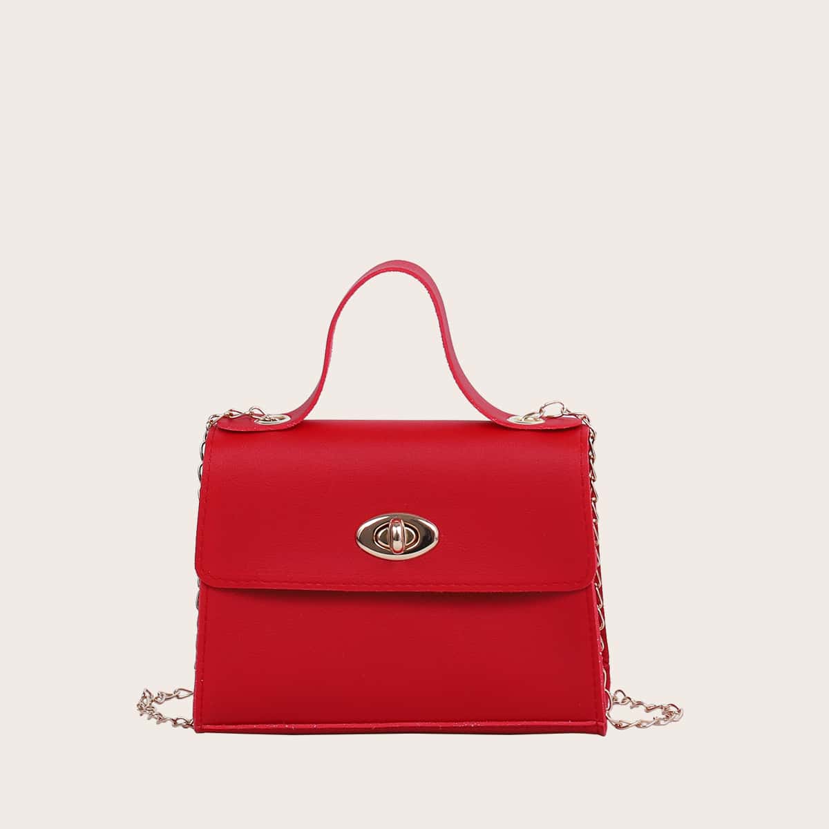

Twist Lock Satchel Bag, Red