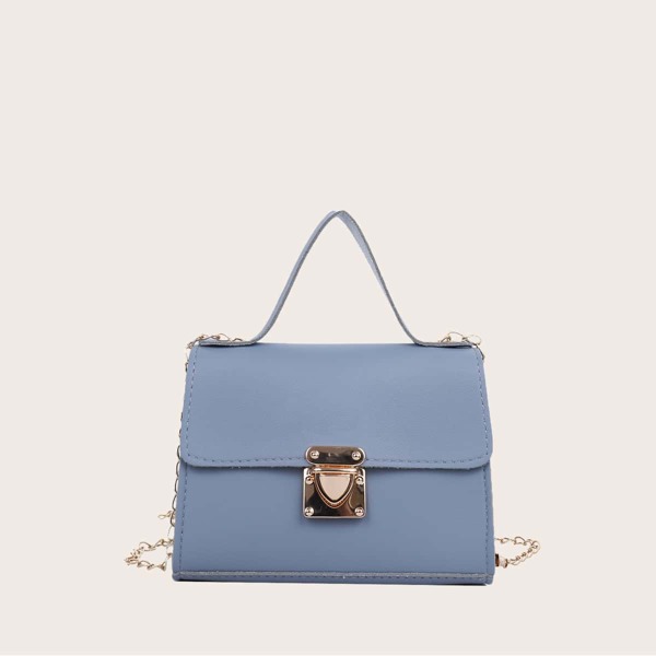 

Push Lock Satchel Bag, Blue