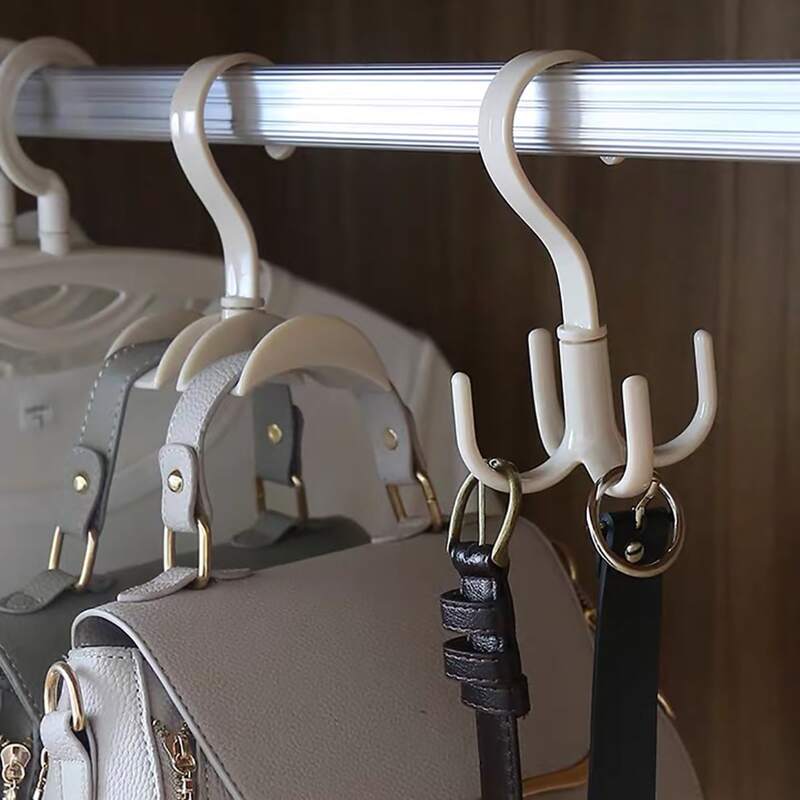 

2pcs Multifunction Rotatable Bag Hanger, Beige