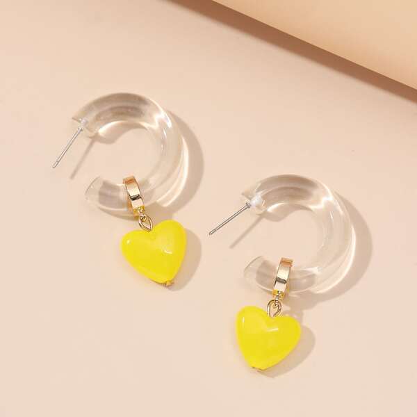 

Heart Drop Earrings, Yellow