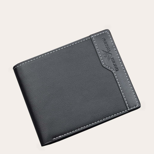 

Men Letter Graphic Fold Over Wallet, Black