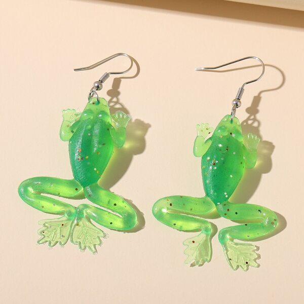 

Frog Design Earrings, Green