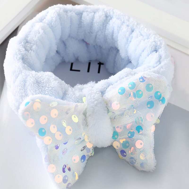 

Sequin Bow Decor Bath Headband, Blue
