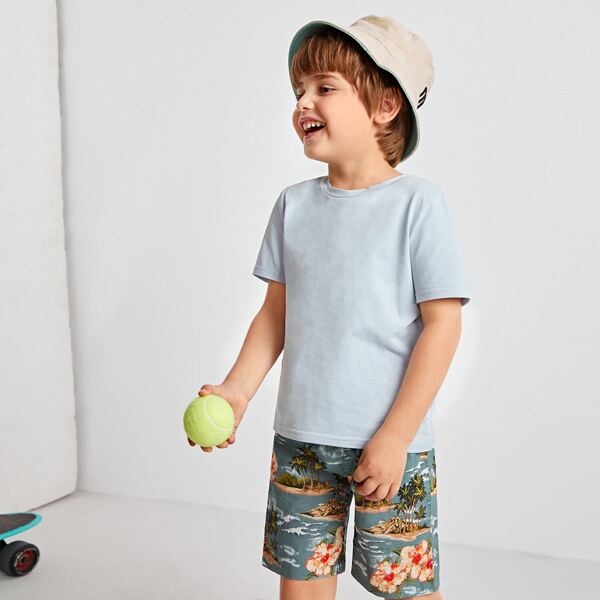 

Toddler Boys Top & Sea and Tree Print Shorts Set, Multicolor