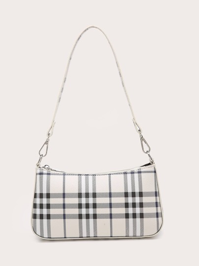 Plaid Baguette Bag