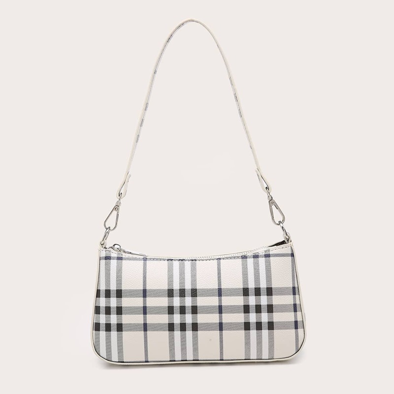 

Plaid Baguette Bag, Multicolor