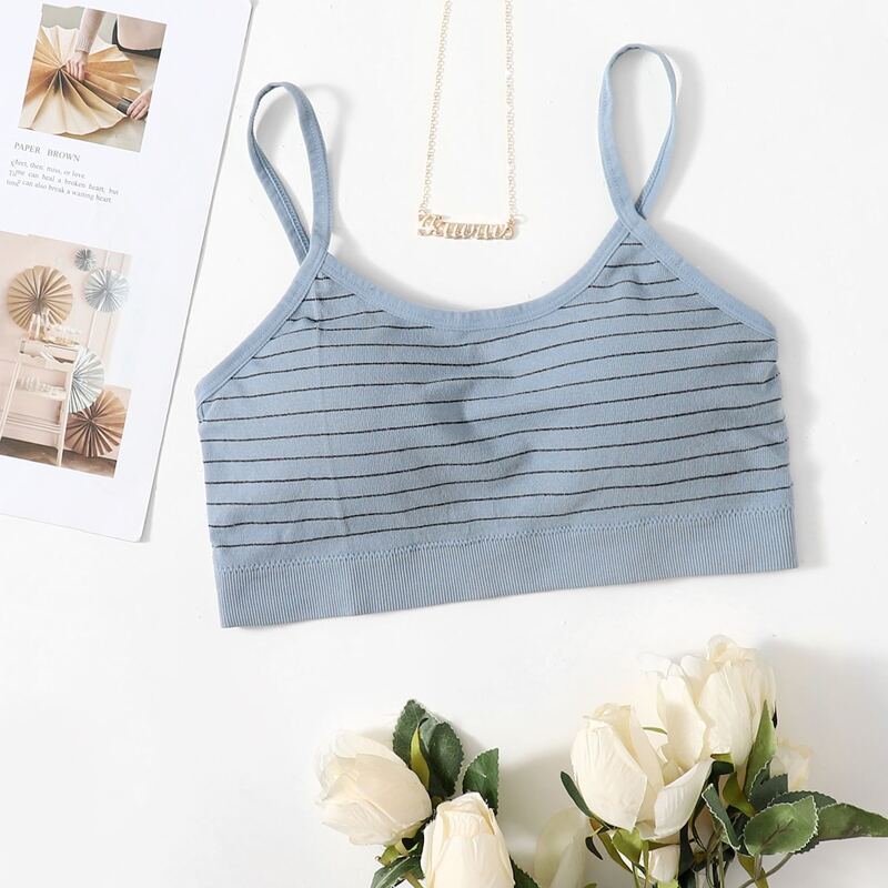

Striped Simple Bralette, Dusty blue