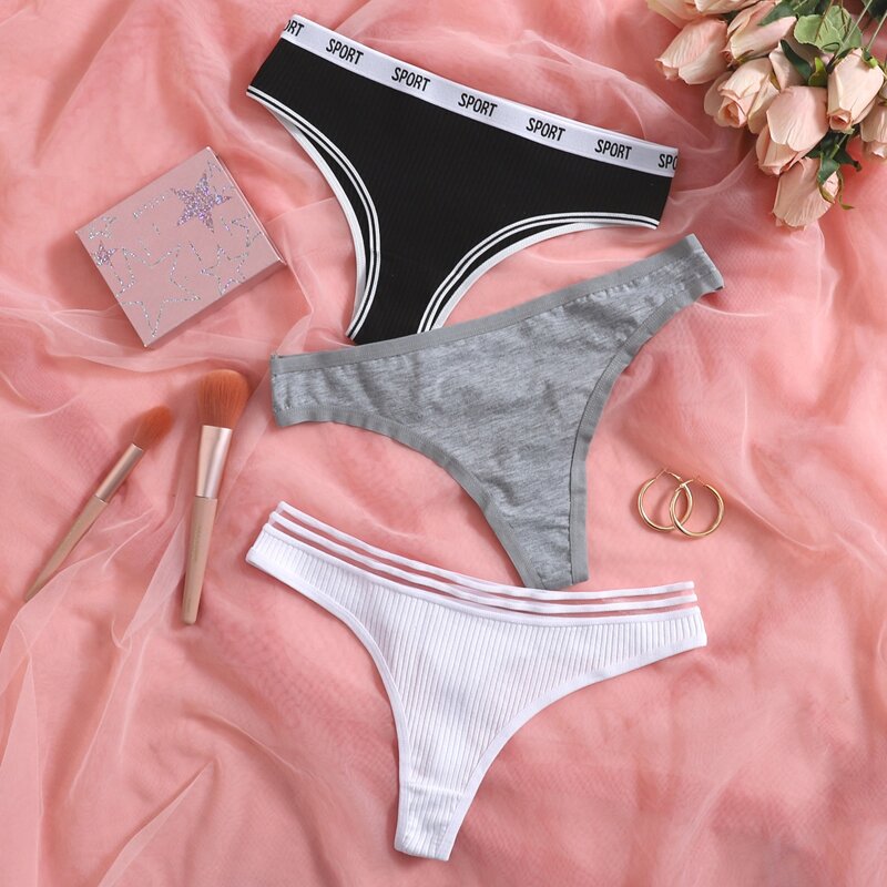 

3pack Letter Tape Panty Set, Multicolor