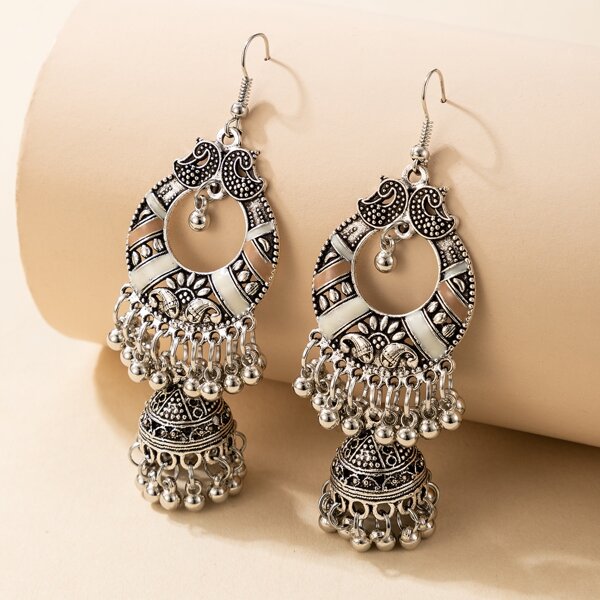 

Vintage Jhumka Earrings, Silver