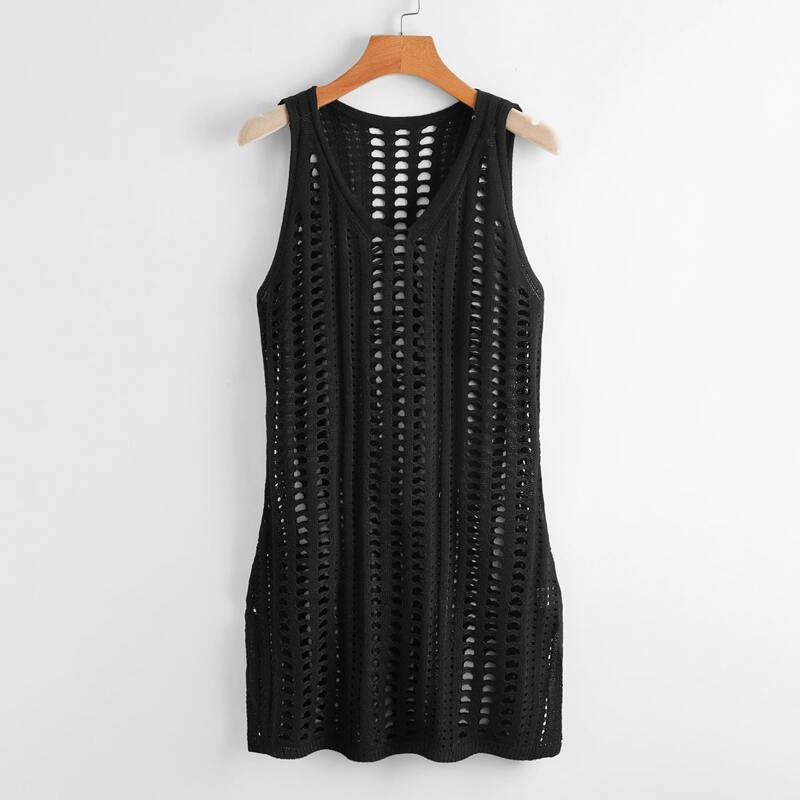 

Hollow Out Cover Up Dress, Black