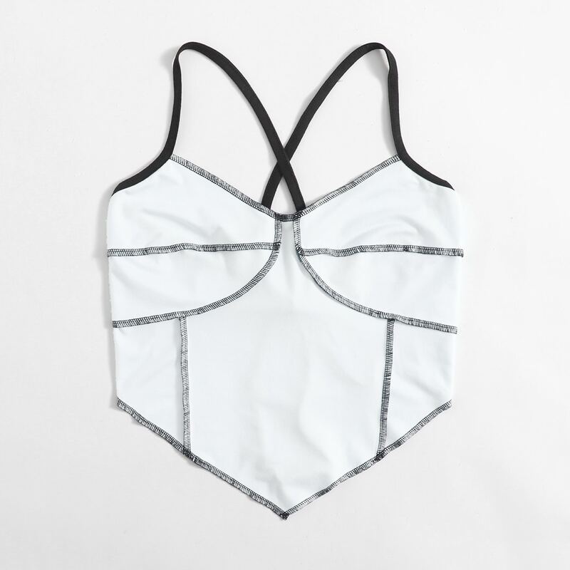 

Contrast Stitching Bandana Cami Top, White
