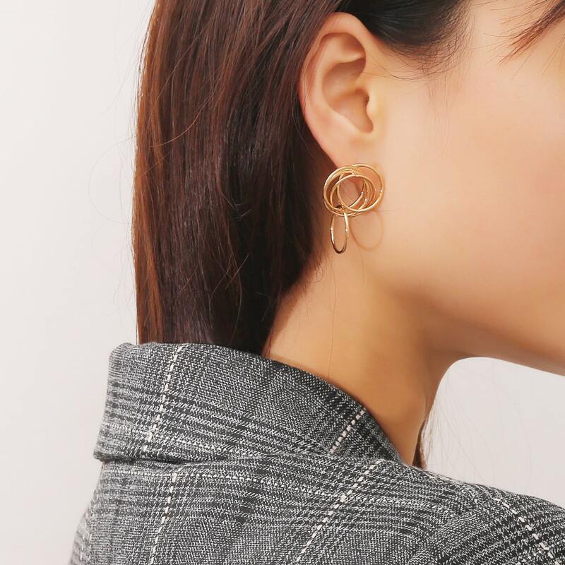 

Layered Ring Drop Earrings, Gold