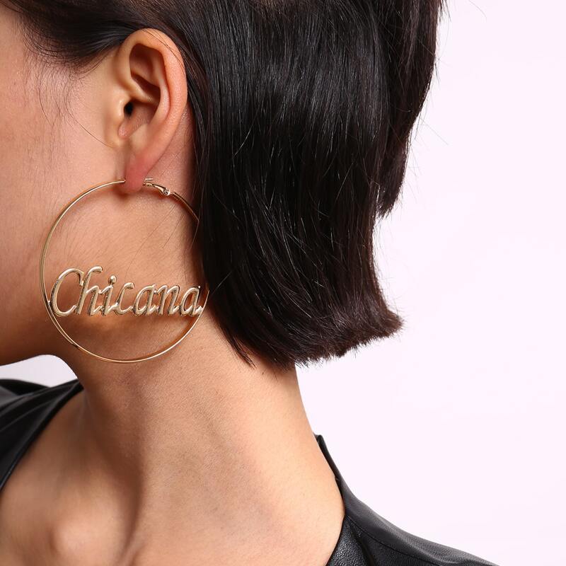 

Oversized Letter Hoop Earrings, Gold
