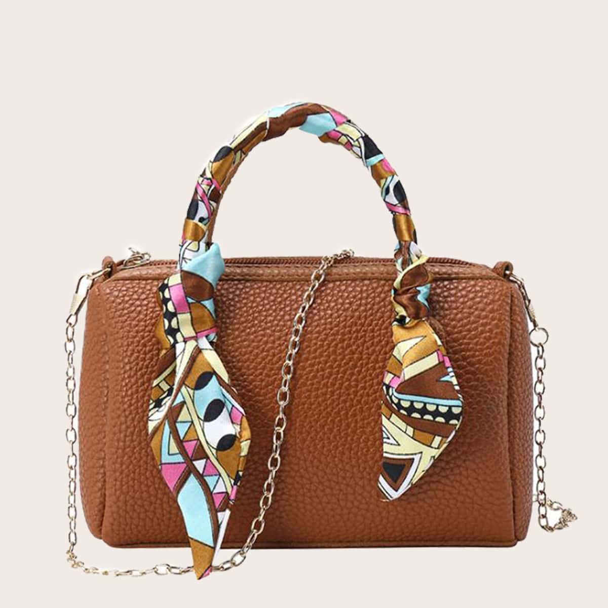 

Twilly Scarf Boston Bag, Brown