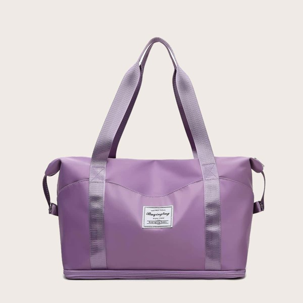 

Large Capacity Letter Patch Duffel Bag, Purple