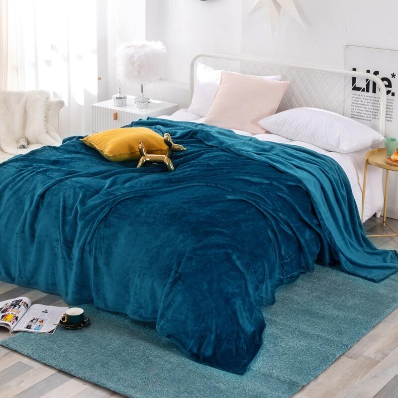 

Plain Flannel Blanket, Blue