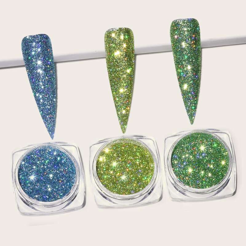 

3boxes Glitter Nail Art Decoration, Multicolor