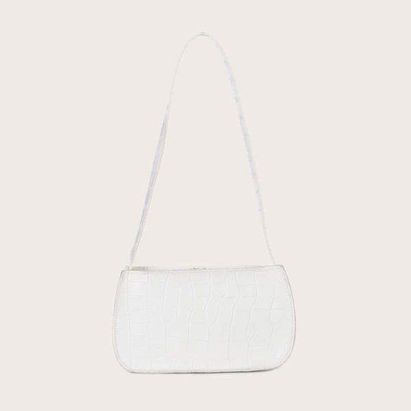 

Croc Embossed Shoulder Bag, White