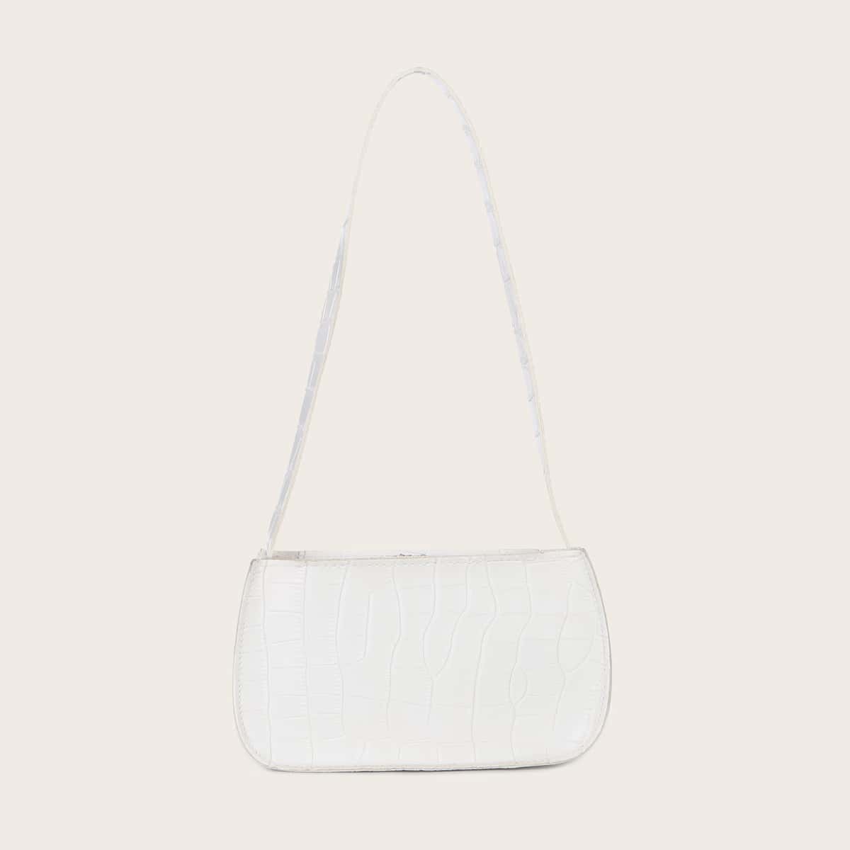 

Croc Embossed Shoulder Bag, White