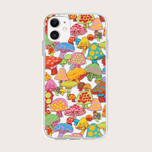

Mushroom Print Clear iPhone Case, Multicolor