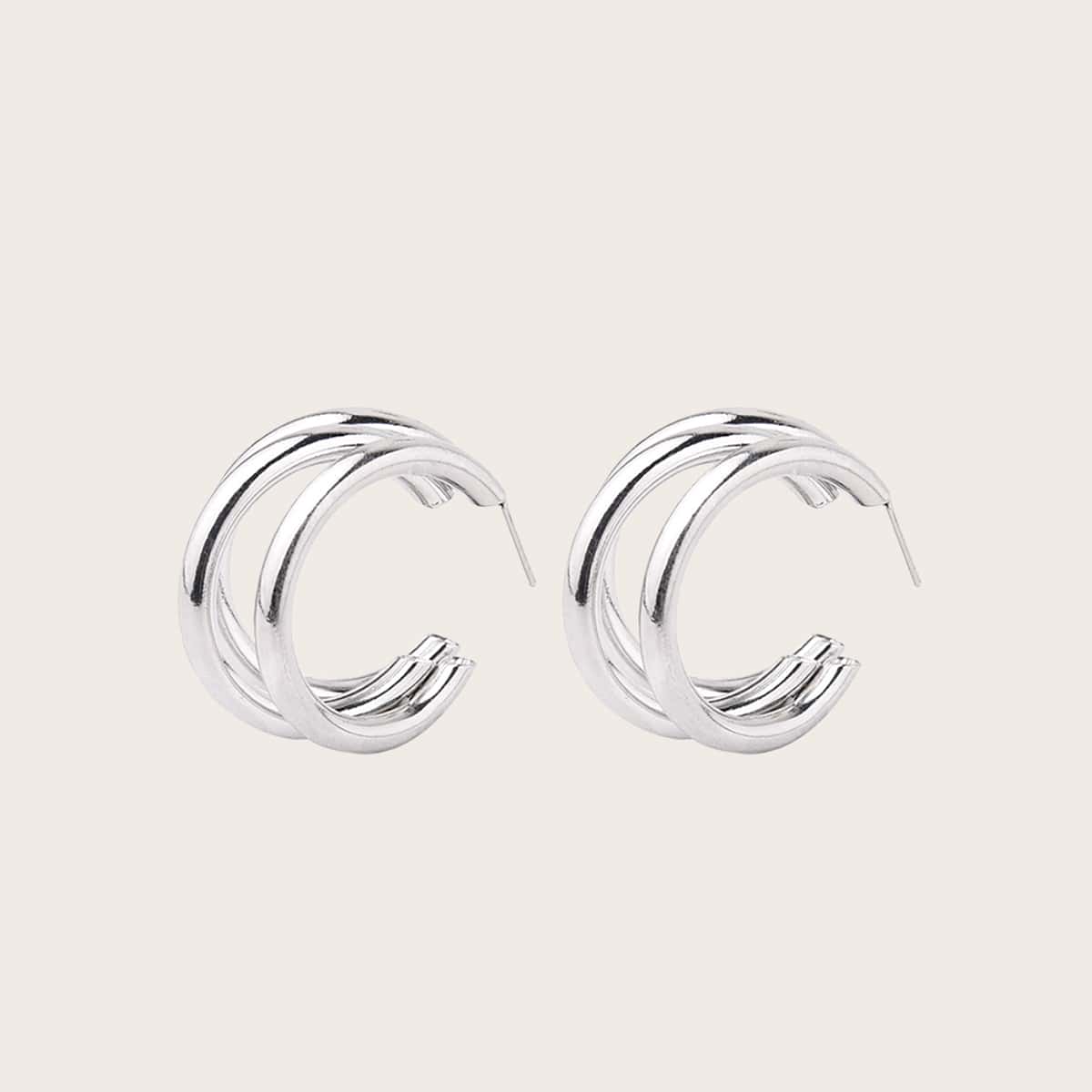 

Layered Hoop Earrings, Silver