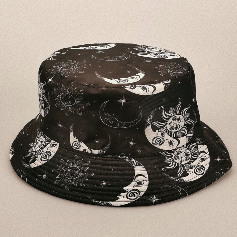 

Sun & Moon Graphic Bucket Hat, Black