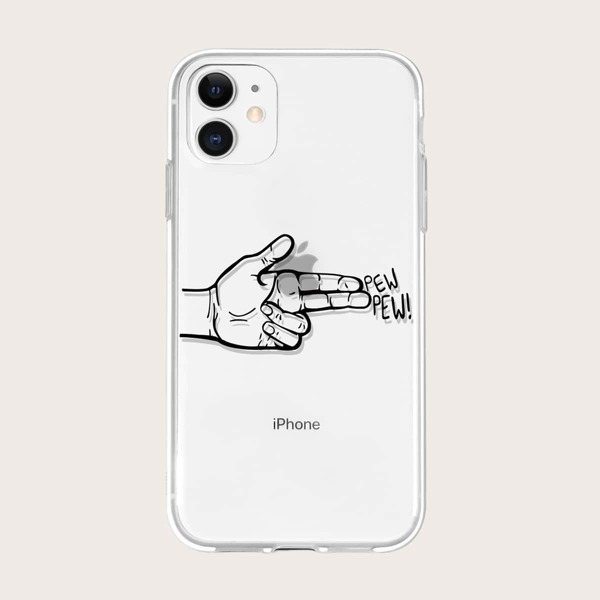 

Чехол для iPhone с принтом жестов, Прозрачный