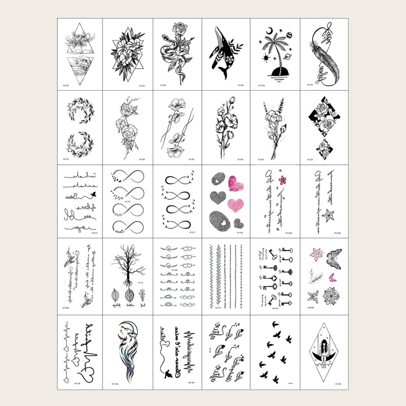 

30sheets Flower Pattern Tattoo Sticker, Multicolor