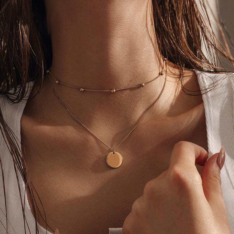 

Disc Charm Layered Necklace, Gold